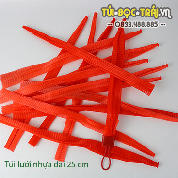 Túi lưới nhựa màu đỏ dài 25cm (1kg)