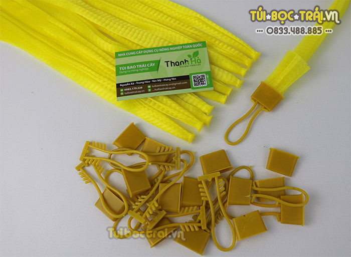 Túi lưới đựng thực phẩm kèm khóa rút màu vàng dài 40 cm
