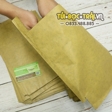 Túi bao trái cây 20x30cm giấy vàng 2 lớp hiệu Thanh Hà chống côn trùng gây hại