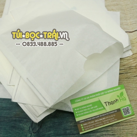 Túi bao trái, túi bọc trái cây chất liệu giấy sáp trắng thương hiệu Thanh Hà cỡ 16x20cm